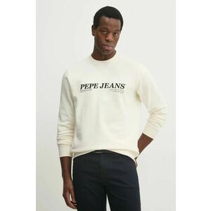 Pepe Jeans bluza DYLAN CREW barbati, culoarea bej, cu imprimeu, PM582756 imagine