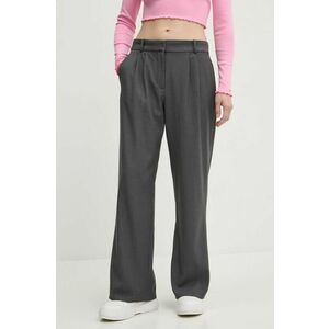 Abercrombie & Fitch pantaloni femei, culoarea gri, lat, high waist, KI156-4528 imagine