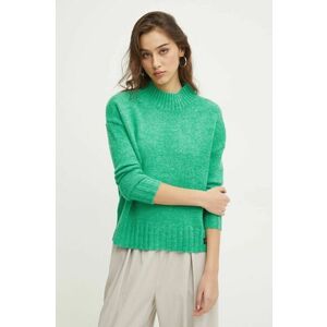 Superdry pulover din amestec de lana femei, culoarea verde, light, cu turtleneck, W6110551A-GYJ imagine