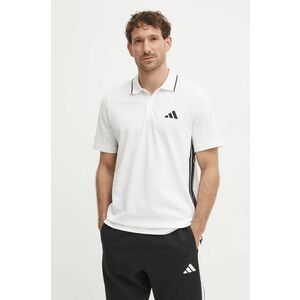 adidas polo de bumbac Essentials culoarea bej, cu imprimeu, JE6383 imagine