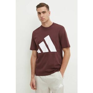 adidas tricou din bumbac Essentials barbati, culoarea bordo, cu imprimeu, JE8939 imagine