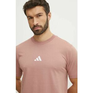 adidas tricou din bumbac Essential barbati, culoarea roz, neted, JF1099 imagine