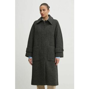 Barbour palton de lana Veronica Wool Car Coat culoarea gri, de tranzitie, oversize, LWO0238 imagine