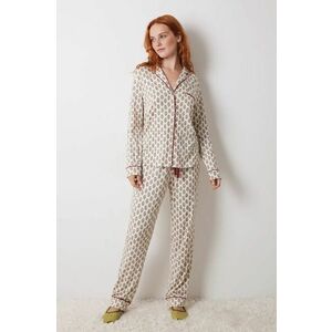 women'secret pijama LOVE ACTUALLY GENERIC PJ femei, culoarea bej, 4758231 imagine