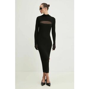 Diesel rochie din lana M-SLINT DRESS culoarea negru, midi, mulata, A16556.0CPAS imagine