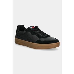 Tommy Jeans sneakers din piele TJM CUPSOLE LEATHER MIX culoarea negru, EM0EM01566 imagine