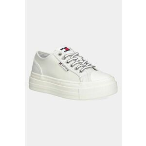 Tommy Jeans tenisi de piele TJW FOXING VULC LC LEATHER femei, culoarea bej, EN0EN02714 imagine