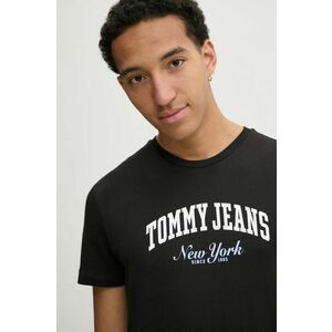 Tommy Jeans tricou din bumbac barbati, culoarea negru, cu imprimeu, DM0DM20362 imagine