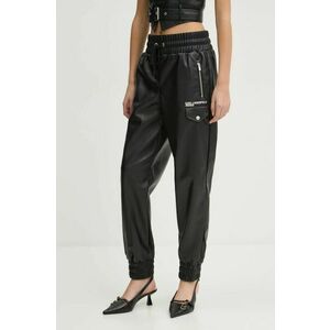 Karl Lagerfeld Jeans pantaloni femei, culoarea negru, fason cargo, high waist, A1W10059 imagine