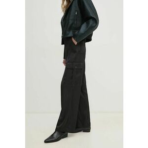 Dkny pantaloni femei, culoarea negru, drept, high waist, DJ4P3011 imagine