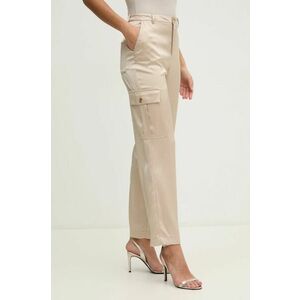 Dkny pantaloni femei, culoarea bej, drept, high waist, DJ4P3011 imagine