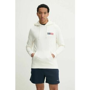 Tommy Jeans hanorac de bumbac pentru copii bărbați, culoarea alb, cu glugă, cu imprimeu, DM0DM20257 imagine