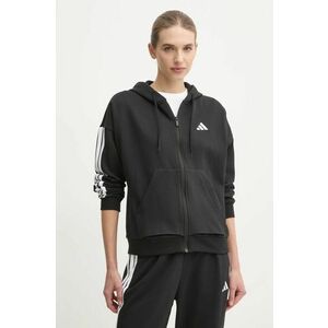 adidas bluza Essentials femei, culoarea negru, cu glugă, cu imprimeu, JE1283 imagine