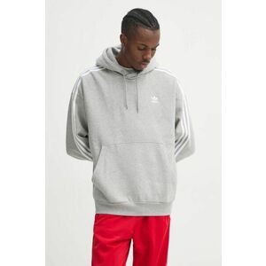 adidas Originals bluza BAGGY HOODIE barbati, culoarea gri, cu glugă, cu imprimeu, JP1076 imagine