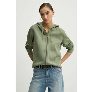 Tommy Jeans bluza femei, culoarea verde, cu glugă, neted, DW0DW19729 imagine