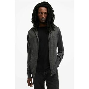 AllSaints bluza din lana MODE MERINO ZIP HOOD culoarea gri, cu glugă, melanj, M084KB imagine