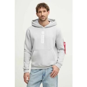 Alpha Industries bluza PP Hoody barbati, culoarea gri, cu glugă, cu imprimeu, 146338 imagine