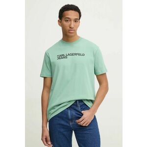 Karl Lagerfeld Jeans tricou din bumbac barbati, culoarea verde, cu imprimeu, A1M17002 imagine