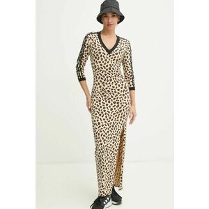 adidas Originals rochie Leopard culoarea bej, maxi, mulata, IX7418 imagine