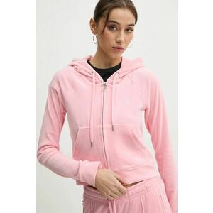 Juicy Couture bluza femei, culoarea roz, cu glugă, cu imprimeu, JCWA122001 imagine