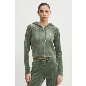 Juicy Couture bluza femei, culoarea verde, cu glugă, cu imprimeu, JCWA122001 imagine