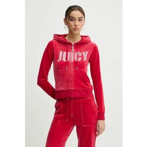 Juicy Couture bluza femei, culoarea rosu, cu glugă, cu imprimeu, JCBAS125861 imagine