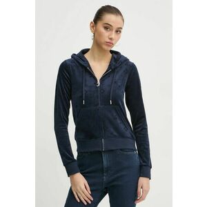 Juicy Couture bluză din velur culoarea albastru marin, cu glugă, modelator, JCWAS125302 imagine