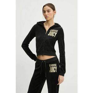 Juicy Couture bluza femei, culoarea negru, cu glugă, cu imprimeu, JCGAS125001 imagine