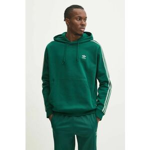 adidas Originals bluza 3-Stripes barbati, culoarea verde, cu glugă, modelator, JP1001 imagine