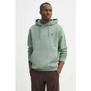 adidas Originals hanorac de bumbac Essential barbati, culoarea verde, cu glugă, neted, JD2410 imagine