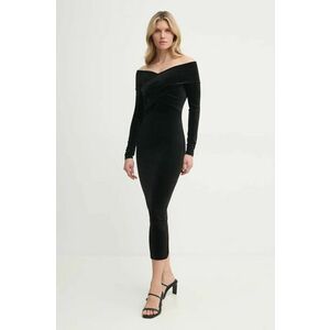 AllSaints rochie DELTA culoarea negru, midi, mulata, W037DZ imagine