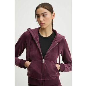 Juicy Couture bluza femei, culoarea bordo, cu glugă, neted, JCAP176EU imagine