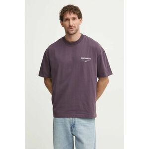 AllSaints tricou din bumbac UNDERGROUND barbati, culoarea violet, cu imprimeu, M071PB imagine