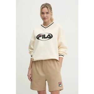 Fila bluza Langerma femei, culoarea bej, cu imprimeu, FAW0894 imagine