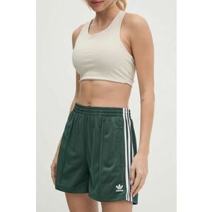 adidas Originals pantaloni scurti Firebird femei, culoarea verde, modelator, high waist, IY7210 imagine