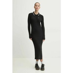 Tommy Jeans rochie din amestec de lână culoarea negru, maxi, mulată, DW0DW19476 imagine