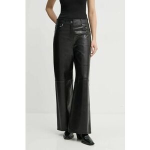 Stand Studio pantaloni de piele Mylah femei, culoarea negru, lat, high waist, 66393-7830 imagine