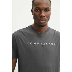 Tommy Jeans tricou din bumbac barbati, culoarea gri, cu imprimeu, DM0DM20744 imagine