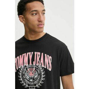 Tommy Jeans tricou din bumbac barbati, culoarea negru, cu imprimeu, DM0DM21191 imagine