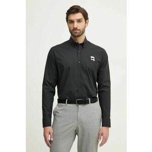 Karl Lagerfeld camasa barbati, culoarea negru, cu guler button-down, regular imagine