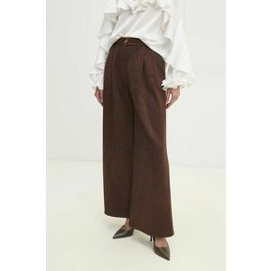 Answear Lab pantaloni femei, culoarea maro, lat, high waist imagine