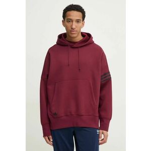 adidas Originals bluză Neuclassics bărbați, culoarea bordo, cu glugă, cu imprimeu, JC9936 imagine