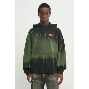 Diesel bluză S-BOXT-HOOD-R2 SWEAT-SHIRT bărbați, culoarea verde, cu glugă, cu imprimeu, A16123.0SLBP imagine