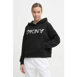 Dkny bluză femei, culoarea negru, cu glugă, cu imprimeu, DP4T1031 imagine