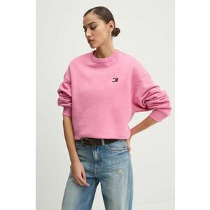 Tommy Jeans hanorac de bumbac femei, culoarea roz, uni, DW0DW19408 imagine