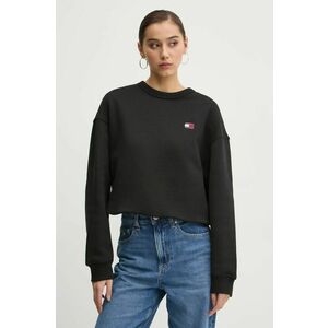 Tommy Jeans hanorac de bumbac femei, culoarea negru, uni, DW0DW19408 imagine