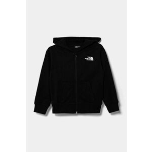 The North Face hanorac de bumbac pentru copii FZ OVERSIZE LIGHT HOODIE culoarea negru, cu glugă, cu imprimeu, NF0A89HGJK31 imagine