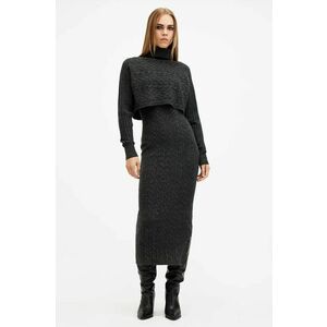 AllSaints rochie și pulover din amestec de lână MURIEL culoarea gri, maxi, mulată, W205DB imagine