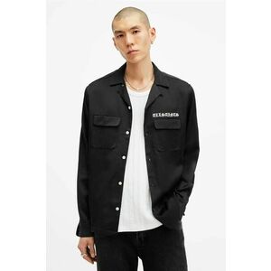 AllSaints cămașă TROYA bărbați, culoarea negru, relaxed, M106SB imagine