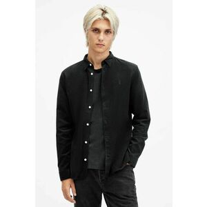 AllSaints cămașă din bumbac BIRCHWOOD bărbați, culoarea negru, cu guler clasic, slim, M144SB imagine